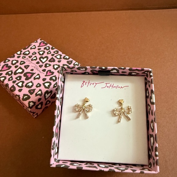 Betsey Johnson Jewelry - Betsey Johnson Gold Crystal Bow Earrings